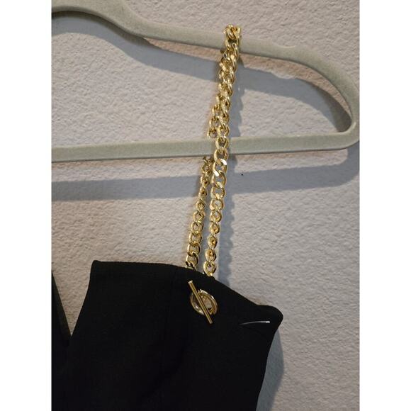 Rebecca Vallance Women's Black Cocktail Dress 2 Gold Chain Straps Sleeveless - Picture 4 of 12